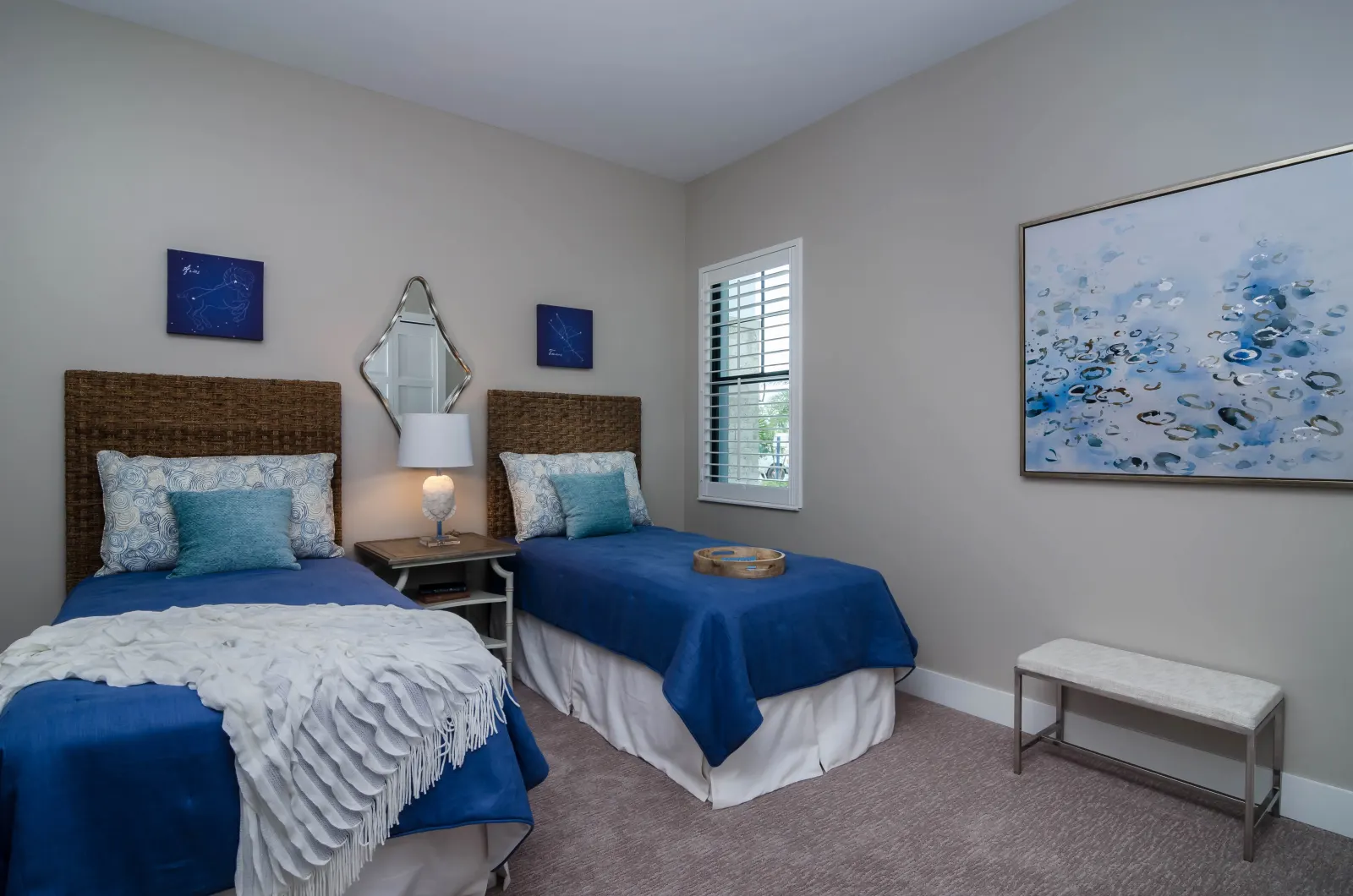 Bedroom twin at The Captiva Model, a custom home built by Marvin Homes in Naples, Florida