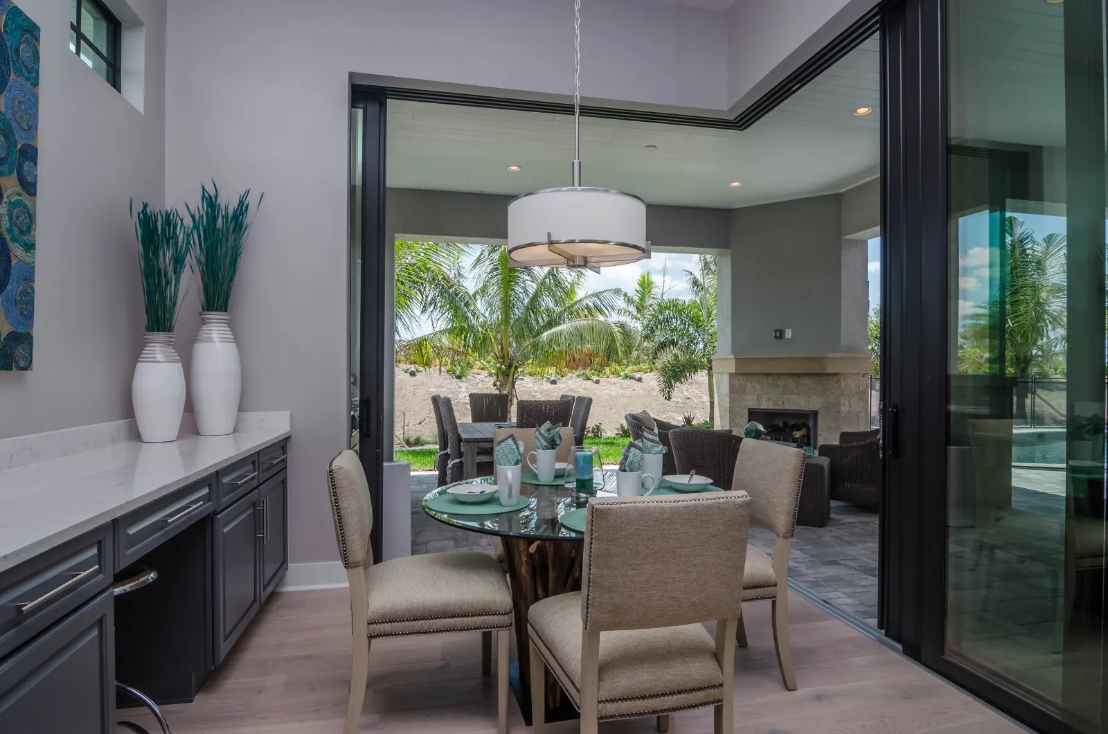 Breakfast nook at The Captiva Model, a custom home built by Marvin Homes in Naples, Florida