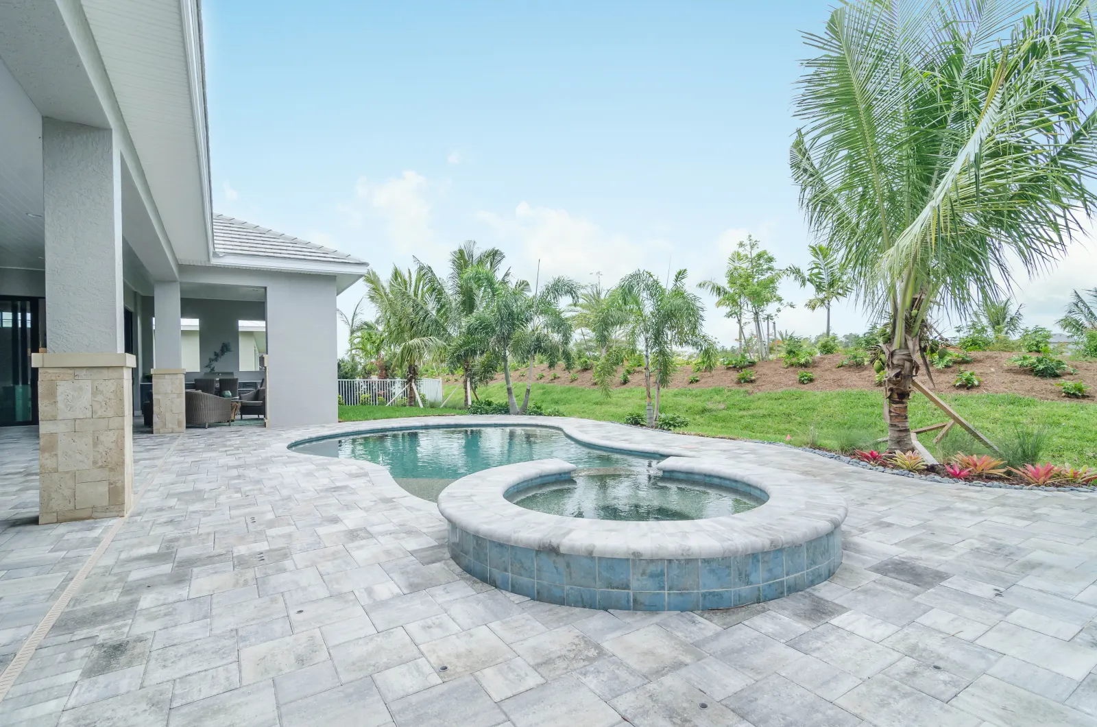 Pool lanai at The Captiva Model, a custom home built by Marvin Homes in Naples, Florida