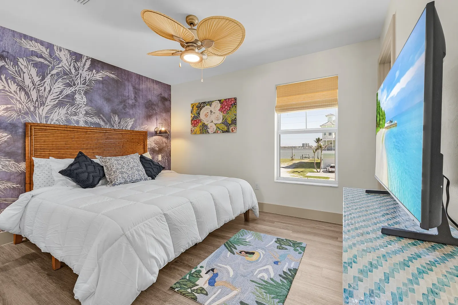Bedroom bayview at The Flamingo, a custom home built by Marvin Homes in Fort Myers Beach, Florida