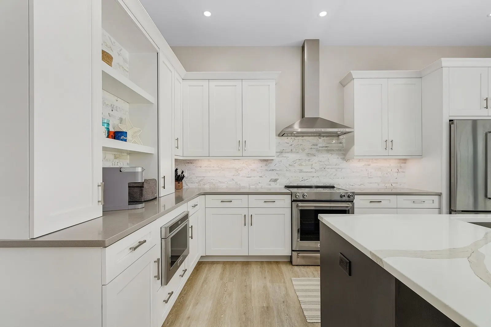 Kitchen open floor at The Ibis, a custom home built by Marvin Homes in Cape Coral, Florida