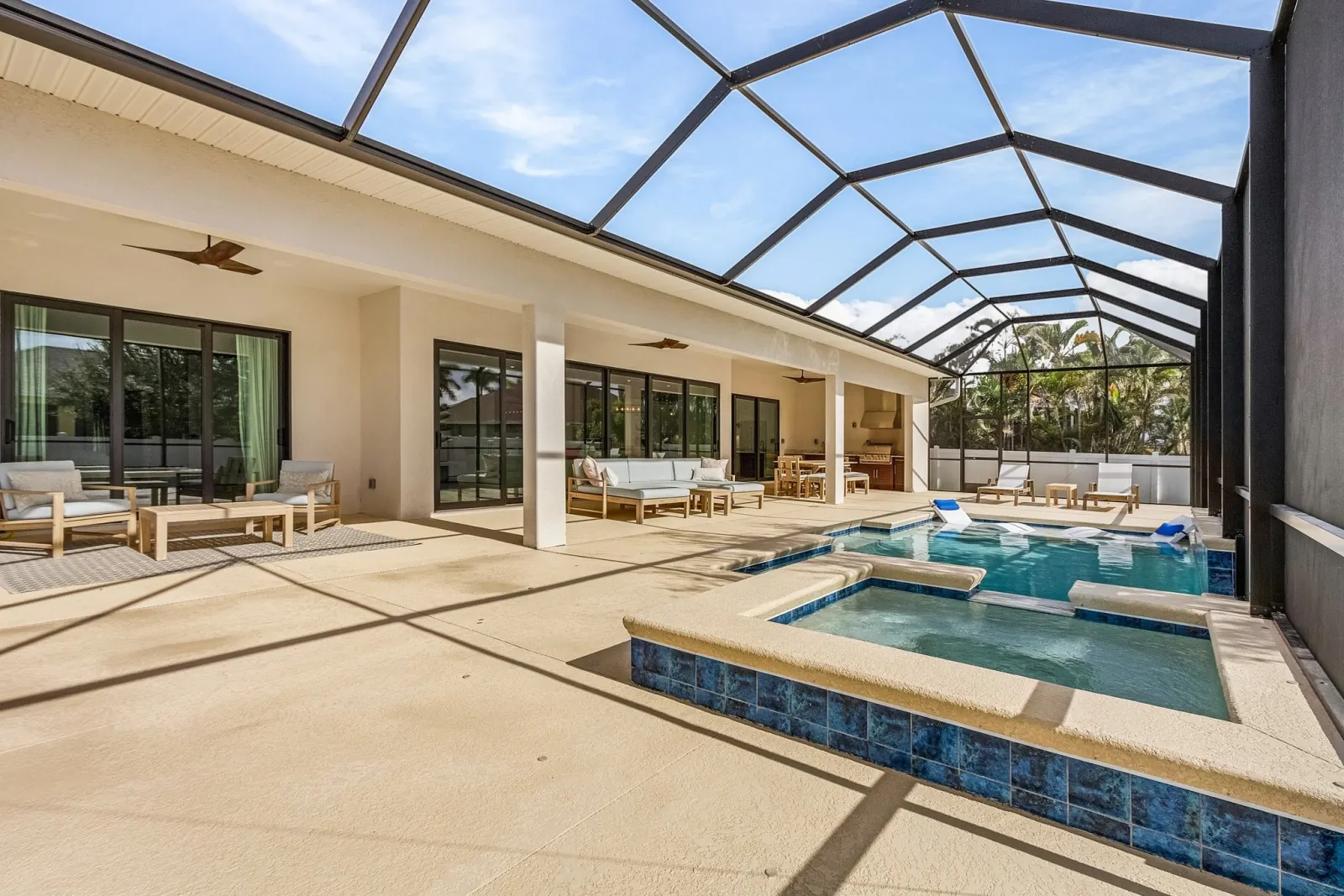 Pool lanai at The Ibis, a custom home built by Marvin Homes in Cape Coral, Florida