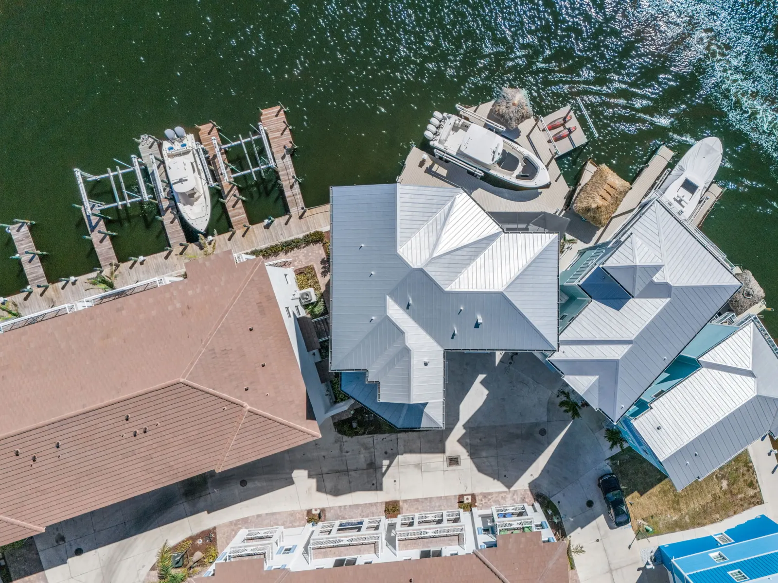 Exterior aerial rooftop at The Marlin, a custom home built by Marvin Homes in Cape Coral, Florida