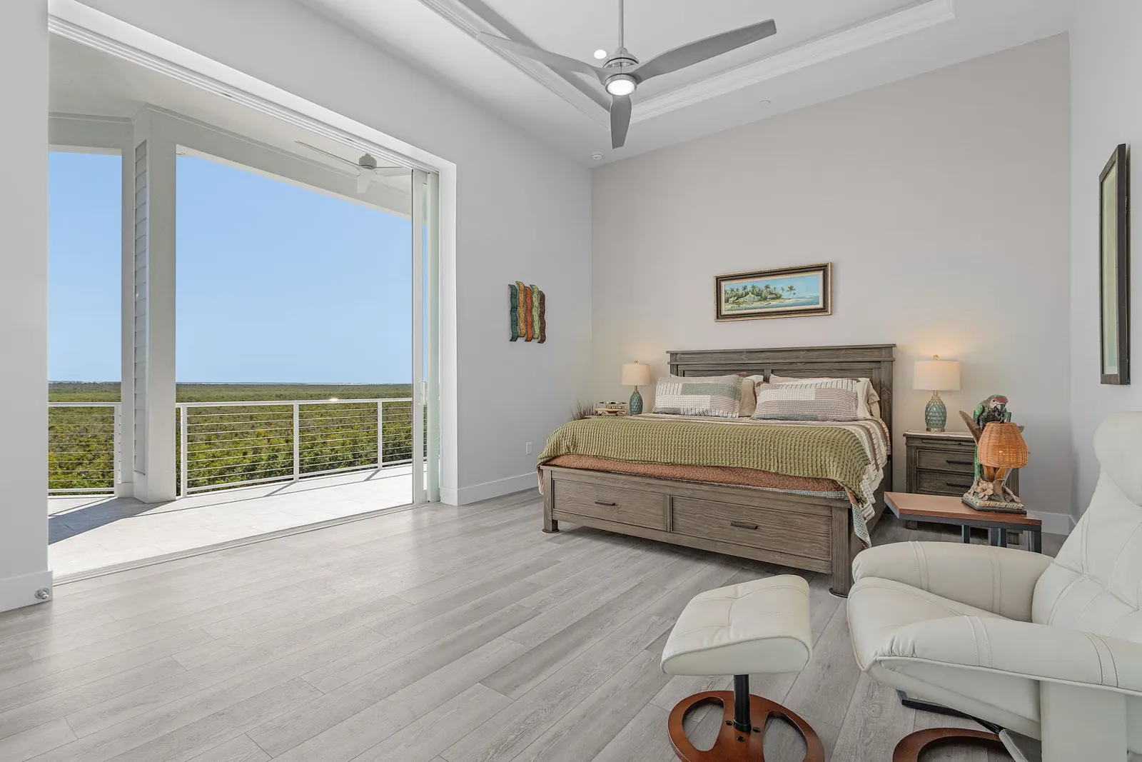 Master bedroom balcony open at The Marlin, a custom home built by Marvin Homes in Cape Coral, Florida