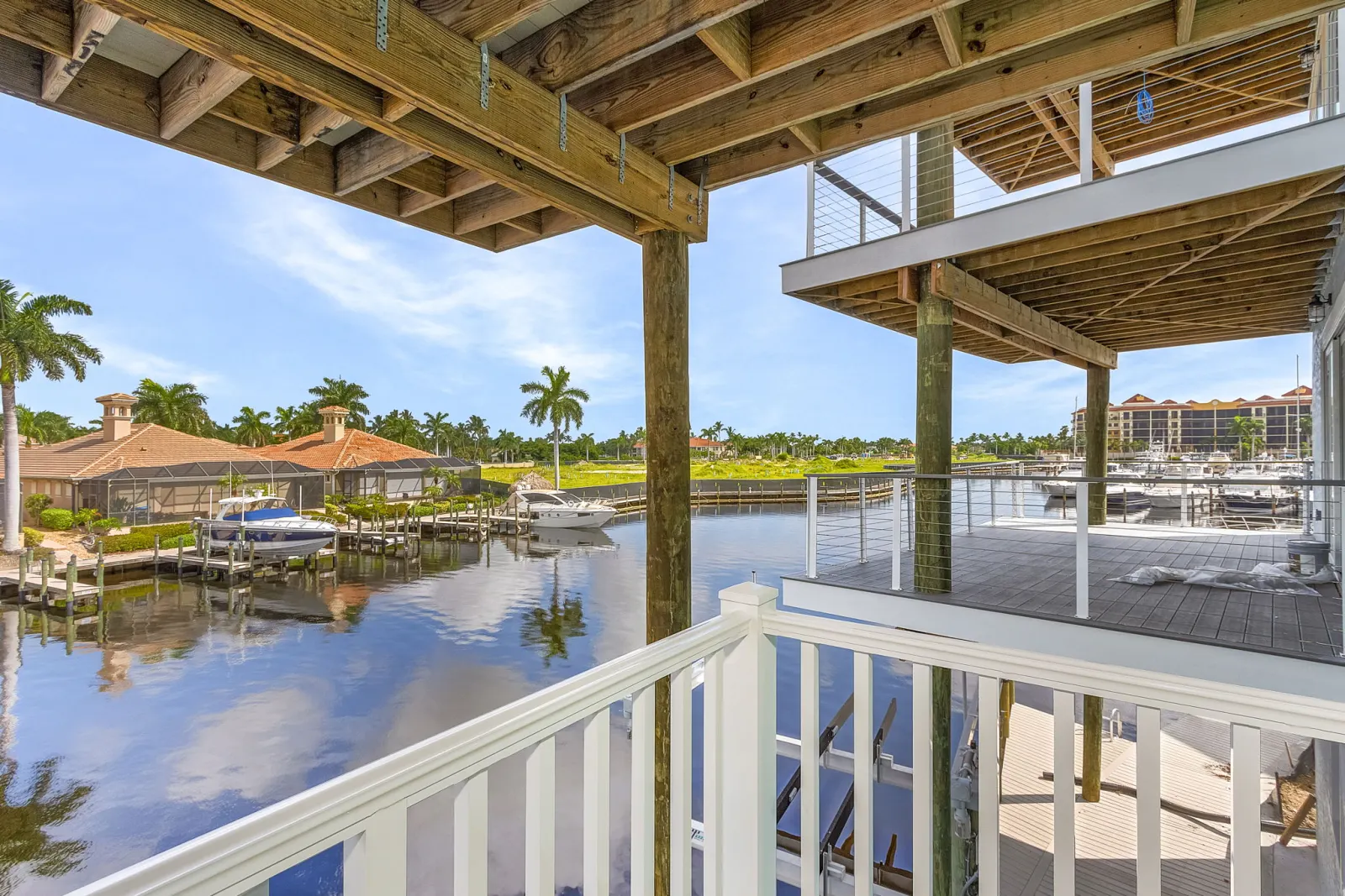 A Marvin Homes custom home under construction on the waterfront in Cape Coral
