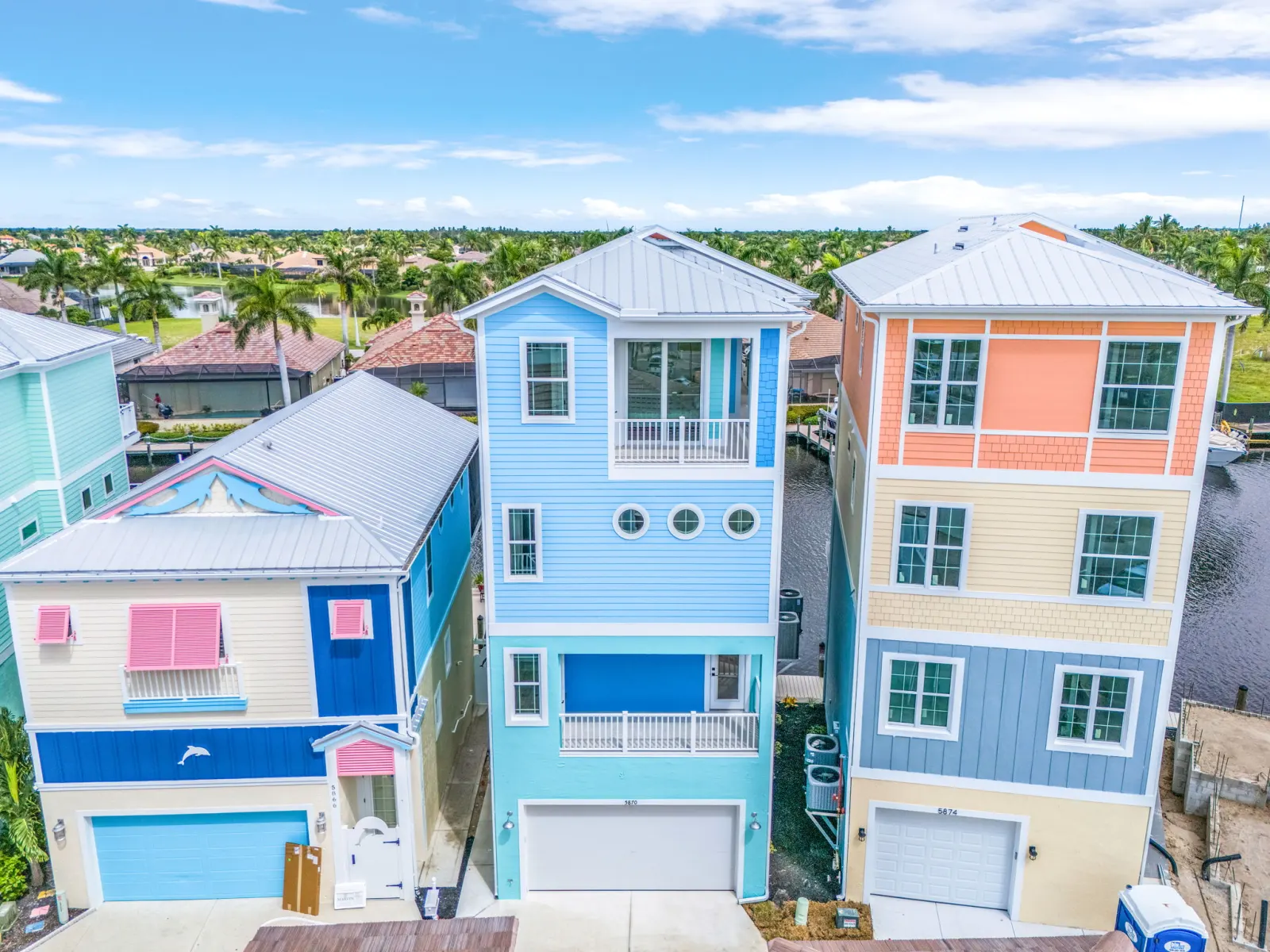 Exterior front elevation at The Octopus, a custom home built by Marvin Homes in Cape Coral, Florida