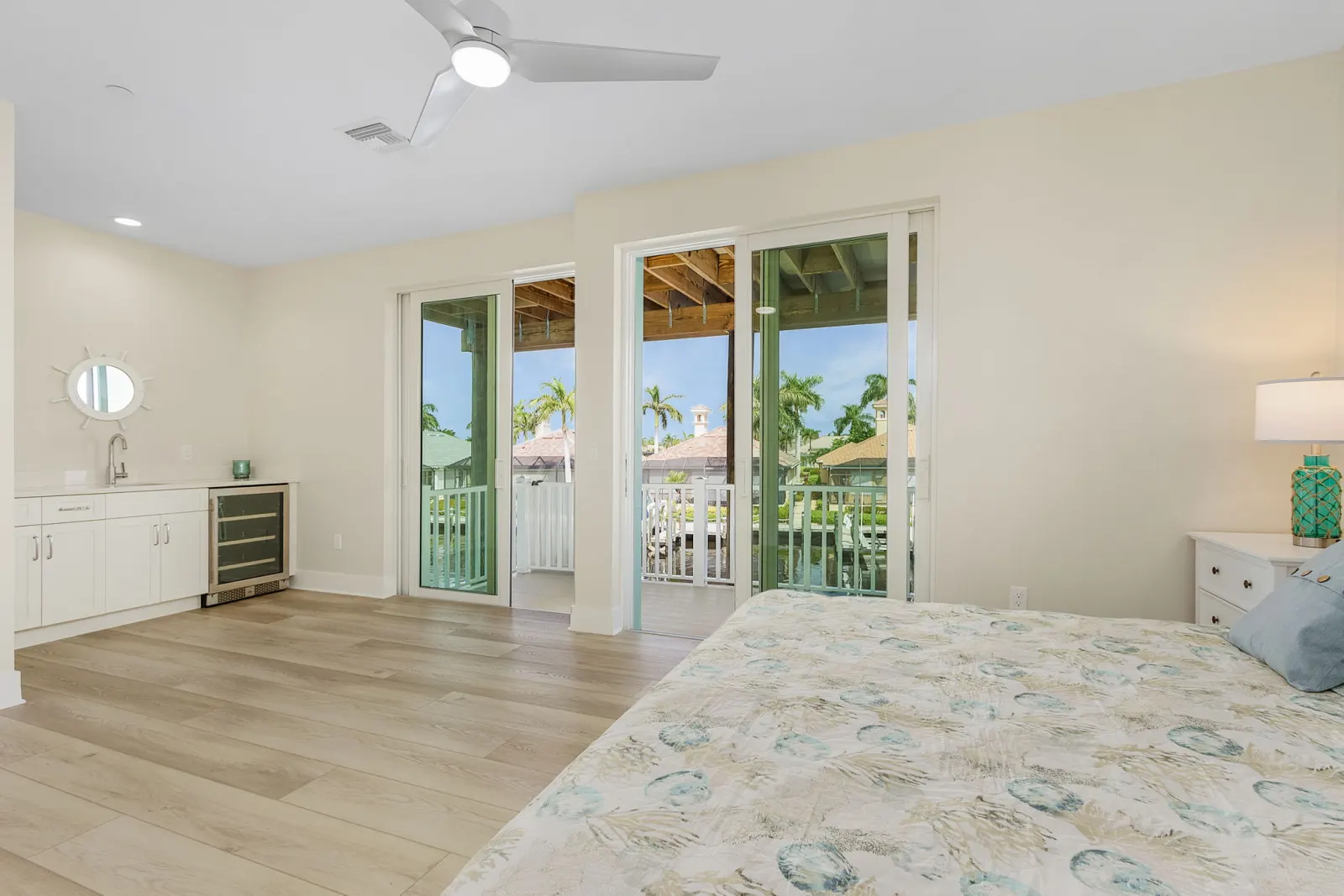 Primary bedroom wet bar at The Octopus, a custom home built by Marvin Homes in Cape Coral, Florida